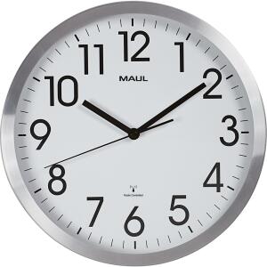 Uhr MAULmove 30RC Funkuhr silber Wanduhr Aluminium Rahmen Ø 30,5cm