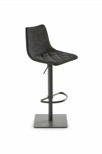 Bar-/Tresenhocker MY TOBY Kunstleder schwarz, Vintage, Gestell grau