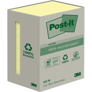 Post-it Notes Recycling Mini Tower gelb 38x51mm, 100 Blatt/Block