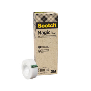 SCOTCH Klebeband Magic A greener choice - 19 mm x 33 m, unsichtbar, 9 Rollen