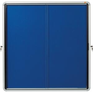 Schaukasten Innen Textil Schiebetür 12xA4, blau, abschließbar