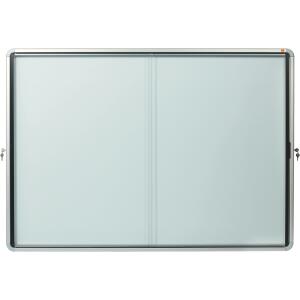 nobo Schaukasten mit Schiebetür - 18x A4, 135,2 x 96,7 x 6,3 cm, weiß, magnethaftend