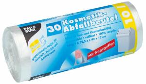 Müllbeutel mit Tragegriff, HDPE, 10l, 42x39,5cm, transparent