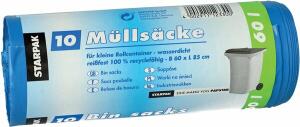 Müllsack 60x85 10ST blau PAPSTAR 12330 LDPE 60Lit