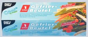 PAPSTAR Gefrierbeutel - 1 L, LLDPE-Folie, transparent, 100 Stück, Verschlussclips