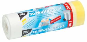PAPSTAR Müllbeutel mit Zugband - 30 L, LDPE, weiß, 30 Stück