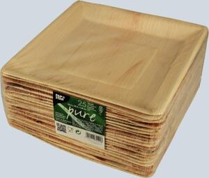 Teller pure eckig, 25 x 25 cm aus Palmblatt