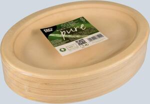 Teller pure oval, natur, 26 x 20 cm aus Zuckerrohr