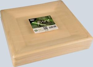 Teller pure eckig, natur, 26x26 cm aus Zuckerrohr