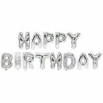 Folienlufballons, "Happy Birthday", silber, mit...