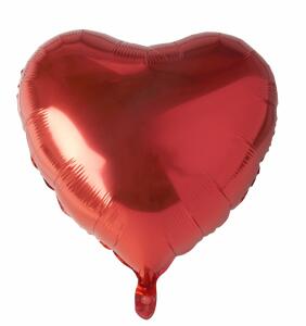 Folienlufballon, Ø 45cm, "Heart", rot, mit selbstschließendem Ventil