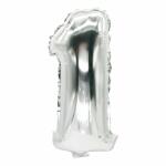 Folienlufballon, 35 x 20cm, "1", silber, mit...