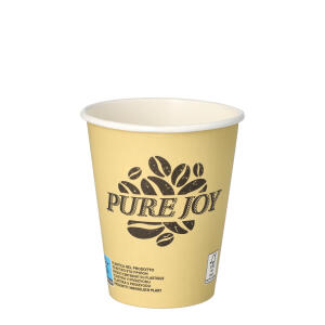 Trinkbecher Pappe Pure Joy 0,2l, creme, Ø 8 - 9,2 cm