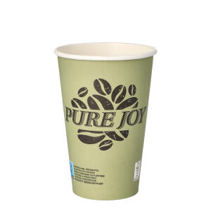 Trinkbecher Pappe Pure Joy 0,3l, grün, Ø 8 - 11,7 cm