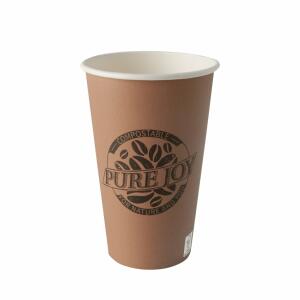 Trinkbecher Pappe Pure Joy 0,4l, braun, Ø 8 - 9,2 cm