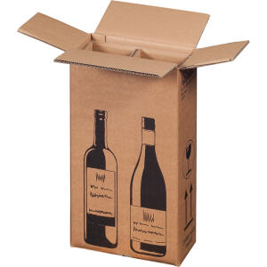Versandkarton baun für Flaschen, PTZ geprüft, für 2 Flasche