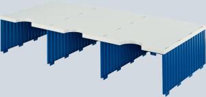 Styrodoc trio Aufbaueinheit 3Fächer breit, Jumbohöhe grau/blau