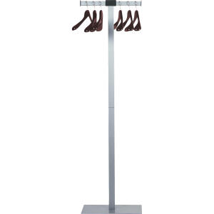 Unilux SPIRIT Garderobenständer metallgrau, Kleiderstange mit Standfuß (50 x 50 cm), 6 Holzbügel inklusive, 175 cm hoch