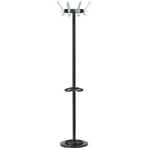 Unilux CYPRES Garderobenständer schwarz, 8 Dreifach-Kleiderhaken, drehbarer Kopf, Schirmhalter, 170 cm hoch, 34 cm Durchmesser