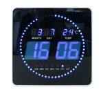 UNILUX LED-Uhr FLO schwarz mit Datums-, Wochentags- und Temperaturanzeige