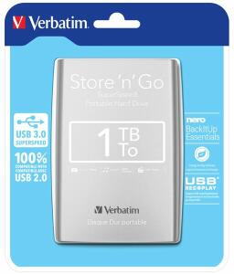 "Verbatim Store n Go 2,5"" 1TB " Festplatte USB 3.0, silber
