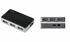 DIGITUS USB 2.0 Mini Hub, 4-Port, s ilber, inkl. Netzteil (11003455)