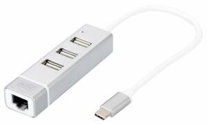 DIGITUS USB 2.0 auf Fast Ethernet A dapter, 3-Port USB Hub (11006767)