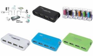 LogiLink USB 2.0 Hub mit Netzteil, 4 Port, schwarz (11111268)