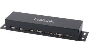 LogiLink USB 2.0 Hub für Wandmontag e, 7 Port, Metallgehäuse