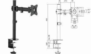 LogiLink TFT-/LCD-Monitorarm, Armlä nge: 274 mm, schwarz (11115852)