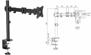 LogiLink TFT-/LCD-Monitorarm, Armlä nge: 428 mm, schwarz (11115853)