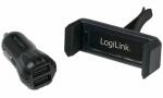LogiLink USB-KFZ-Ladegerät + Smartp hone Halterung,...