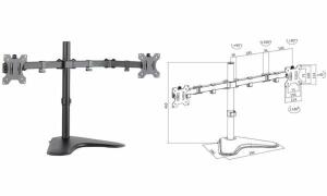 LogiLink TFT-/LCD-Monitorarm mit St andfuß, 2-fach, schwarz (11116192)
