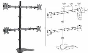 LogiLink TFT-/LCD-Monitorarm mit St andfuß, 4-fach, schwarz (11116193)