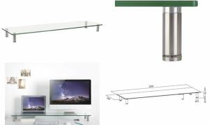 LogiLink Monitorständer, extra brei t, Stahl/Glas, silber (11116310)