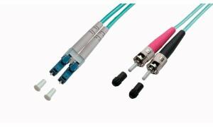 Telegärtner LWL Patchkabel, 2 x ST - LC-Duplex, OM3, 2 m (11192139)