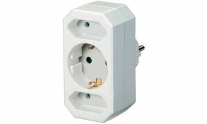 brennenstuhl Steckdosenadapter - 3-fach, weiß, 2x Euro/1x Schutzkontakt