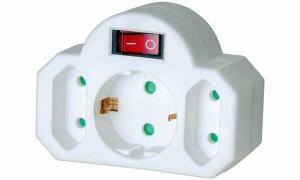brennenstuhl Adapter-Schutzkontakt - 3-fach, weiß, Euro-Steckdose Schalter und Kinderschutz, Blister