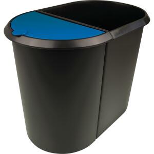 helit Papierkorb the double, oval , PE, schwarz/blau (5161040)