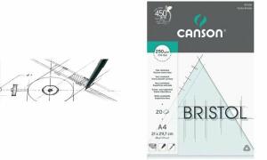 CANSON Zeichenkartonblock Bristol, DIN A4, 250 g/qm, weiß (5297785)