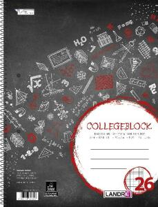 LANDRÉ Collegeblock "College" A4 Abriss, 80 Blatt, 70 g/m², 4fach gelocht, kariert mit Rand rechts