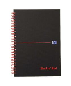 OXFORD "Office Black n Red" Spiralbuch A5 kariert, 70 Blatt, mit mattem Hardcover, roter Doppelspirale, seidenglattes, hochweißes Optik Paper, schwarz/rot, 5er-Packung