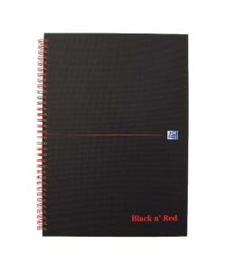 OXFORD "Office Black n Red" Spiralbuch A5 liniert, 70 Blatt, mit mattem Hardcover, roter Doppelspirale, seidenglattes, hochweißes Optik Paper, schwarz/rot, 5er-Packung