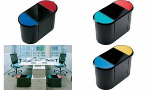 helit Papierkorb the triple, oval , PE, schwarz/gelb/blau (5690671)