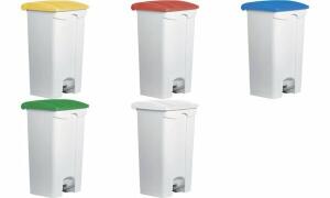 helit Tret-Abfalleimer the step, 90 Liter, weiß/blau (5690713)