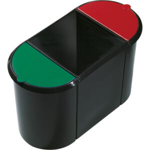 helit Papierkorb the triple, oval , PE, schwarz/rot/grün (5690728)