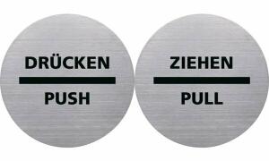 helit Piktogramm the badge DRÜCKE N/PUSH, rund, silber (5690772)