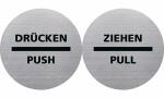 helit Piktogramm the badge ZIEHEN /PULL, rund, silber...