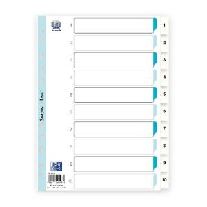 Oxford Register A4 (225 x 297 mm), aus 0,15 mm starker PP-Folie, 1-10, 10 Blatt, weiß