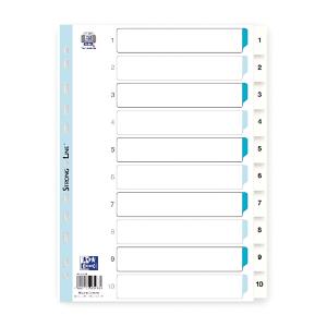 Register A4 0,15 mm starker PP-Folie, 1-10, 10 Blatt, weiß